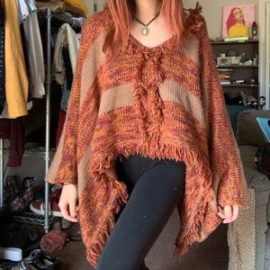 striped sweater poncho